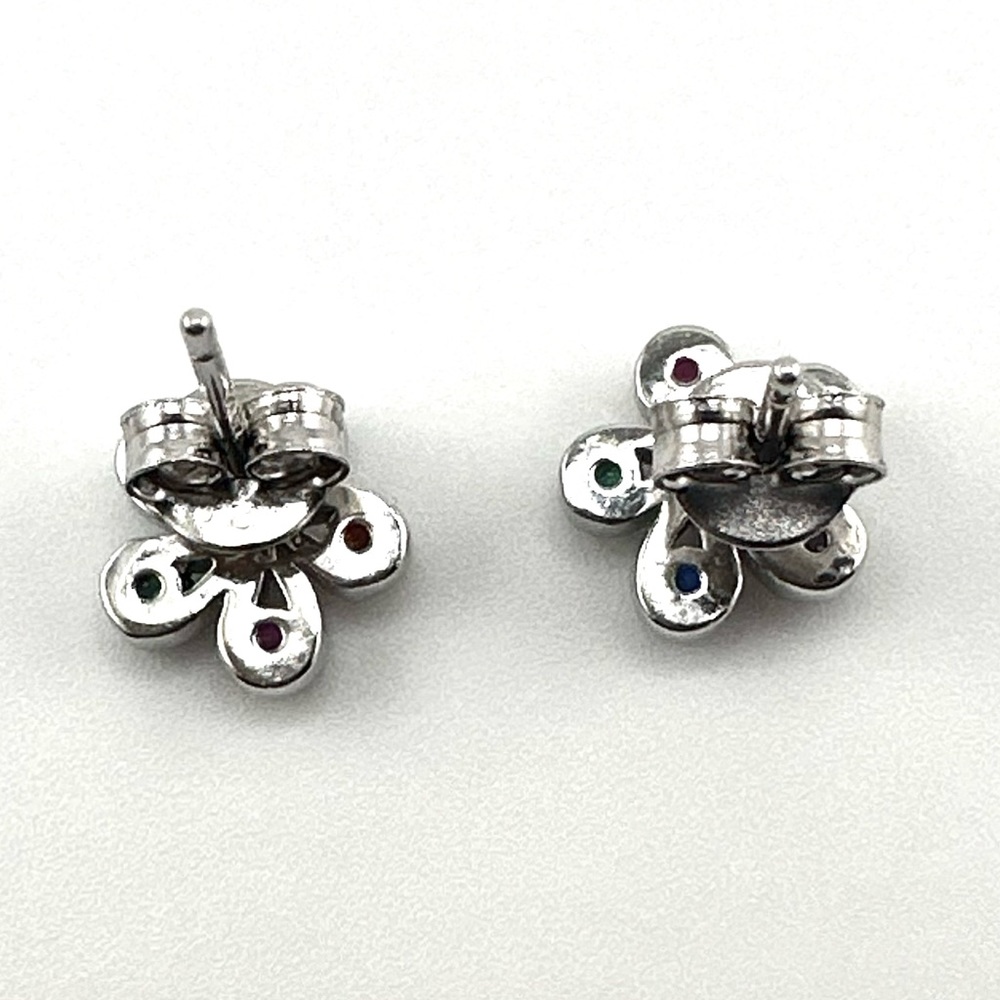 925 Solid Sterling Silver Multicolor Flower Stud … - image 5